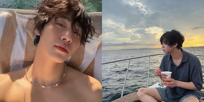 5 Potret Ahn Hyo Seop Tiba-Tiba Liburan ke Bali, Makan Mie Goreng Khas Indonesia di Atas Perahu