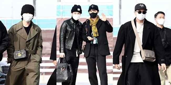 Potret BTS Dibalut Fashion Musim Gugur Setibanya di Bandara untuk Penerbangan ke Los Angeles 