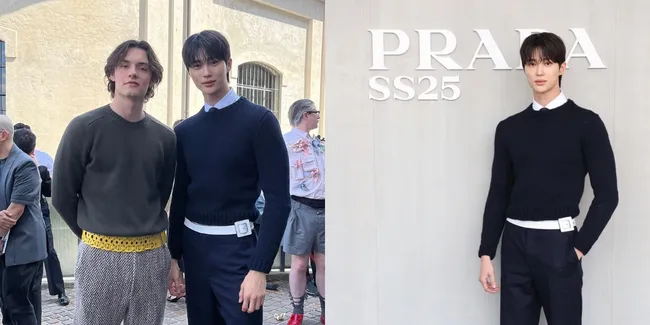 Potret Byeon Woo Seok di Prada Menwear Show, Ketemu Louis Partridge Hingga Win Metawin