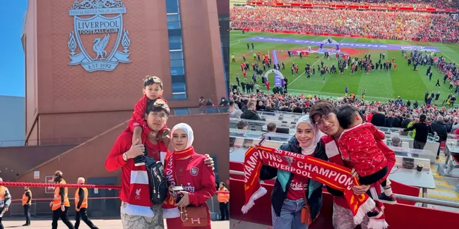Potret Lesti Kejora Nonton Pertandingan Liverpool Bareng Suami, Kompak Pakai Jersey Merah