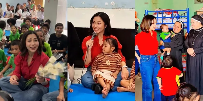 Potret Nikita Willy Donasi ke Panti Asuhan, Terharu dan Menangis Diberi Bunga