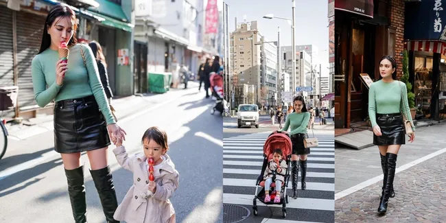 Potret Shandy Aulia Liburan ke Jepang Ajak Claire, Seru Makan Es Krim - Cantik Fashionable