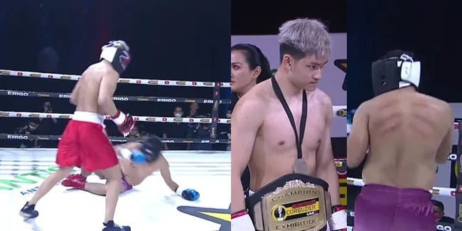 Potret Vicky Prasetyo Tersungkur Ketika Tinju Lawan Azka Corbuzier, Kalah Telak - Sumbangkan Fee ke Mendiang Hero Tito