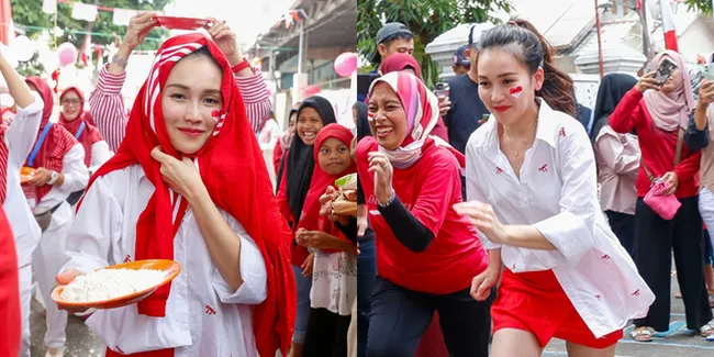 Rayakan HUT Kemerdekaan RI, Potret Seru Ayu Ting Ting Ikut Lomba di Kampung Bareng Warga Sekitar