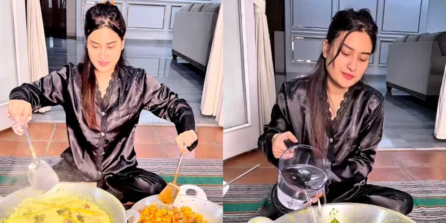 Sahur Bareng Karyawan, Ini Potret Angbeen Rishi Masak Lontong Sayur Jam 3 Pagi