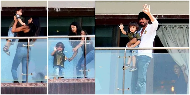Sapa Fans SRK, AbRam Khan Lambaikan Tangan Super Unyu Dari Balkon