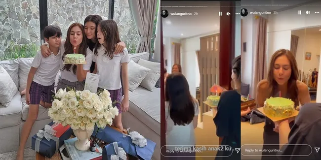 Senang dan Bahagia, Ini 9 Potret Wulan Guritno Ulang Tahun Dapat Kejutan dari Tiga Anaknya - Cium Wajahnya Satu Per Satu