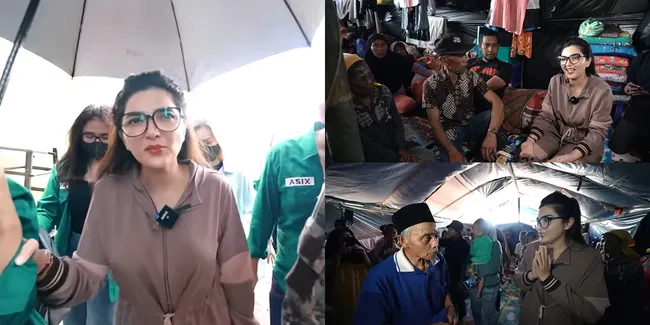 Tak Ditemani Anak dan Suami, Potret Ashanty Kunjungi Para Korban Gempa Cianjur - Beri Bantuan 1 Truk Penuh