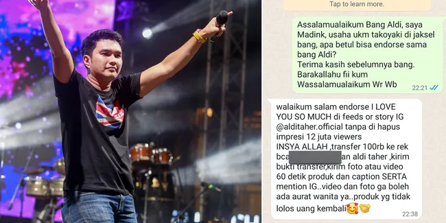 Viral Tarif Endorse Aldi Taher Hanya Rp 100 Ribu Padahal Impresi 12 Juta, Banjir Pujian Netizen