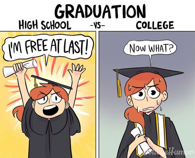 Meme Ilustrasi Perbandingan Zaman Sekolah & Kuliah, Bener 