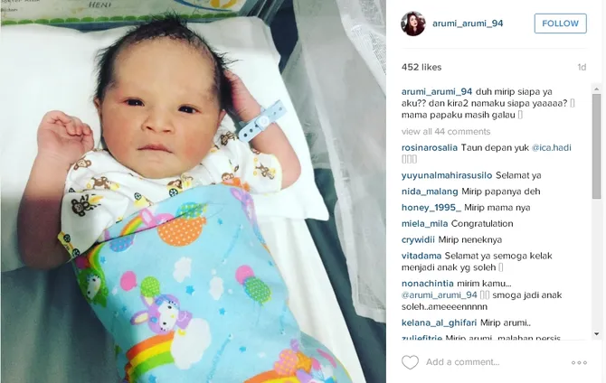 kabar bahagia, arumi bachsin lahirkan anak kedua laki-laki
