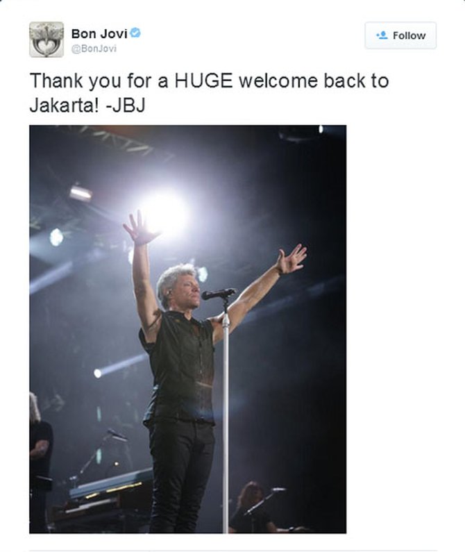 usai konser, bon jovi ucapkan terima kasih 2 kali untuk indonesia