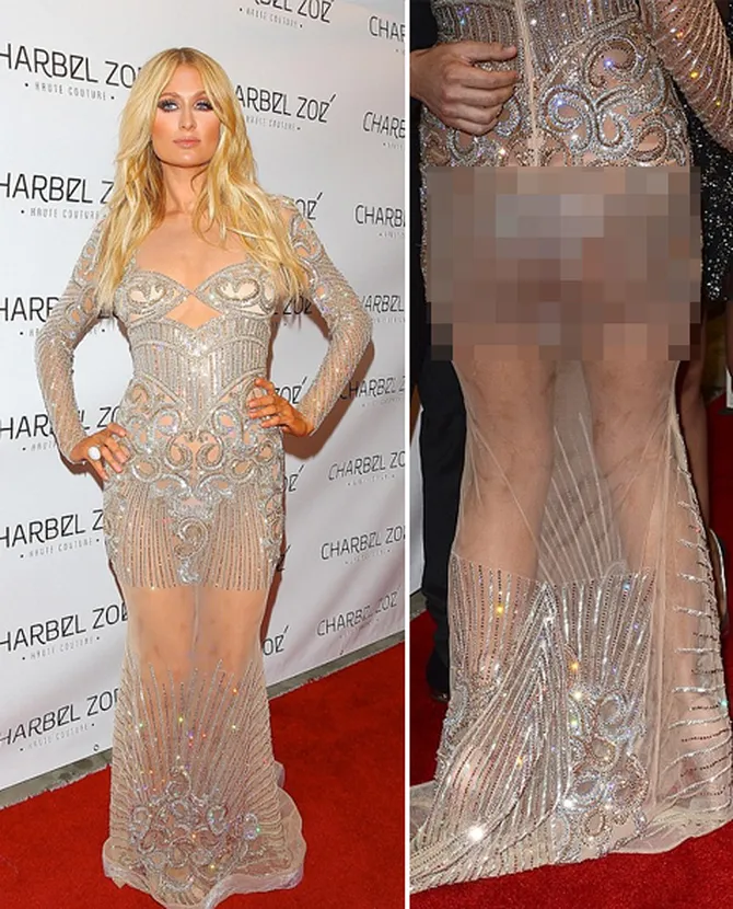 pakai dress transparan, paris hilton pamer area intim pada dunia