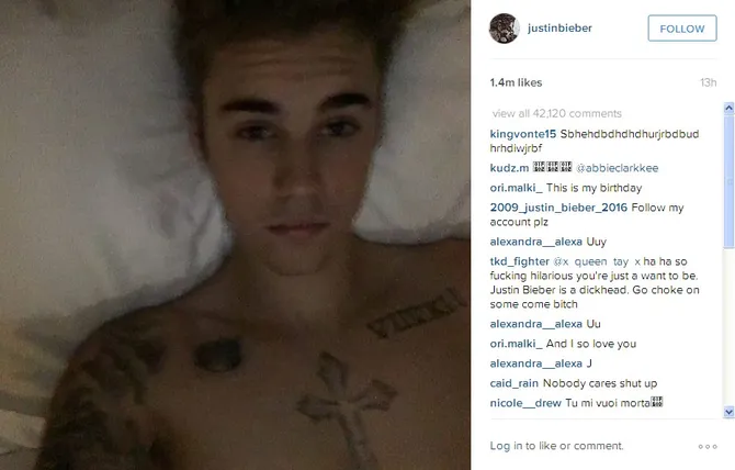 selfie telanjang dada, foto justin bieber bikin beliebers gemas
