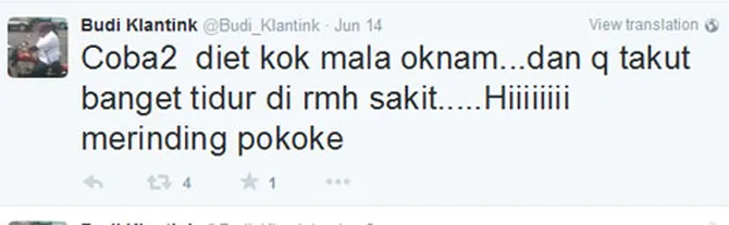 inilah kicauan terakhir budi klantink sebelum berpulang