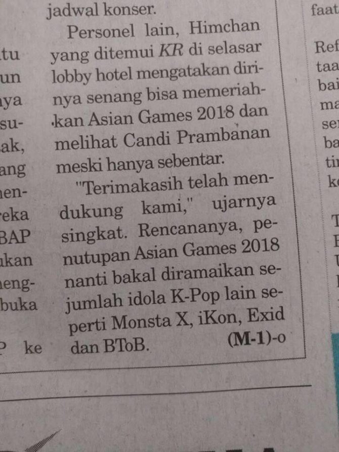 penutupan asian games 2018 akan dimeriahkan artis k-pop?