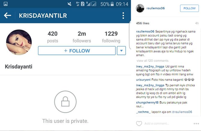 akun instagram kd kena hack, raul lemos murka hebat