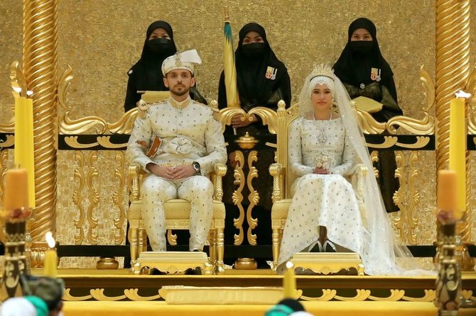 9 Potret Royal Wedding Putri Sultan Brunei Darussalam, Megah Bertabur ...