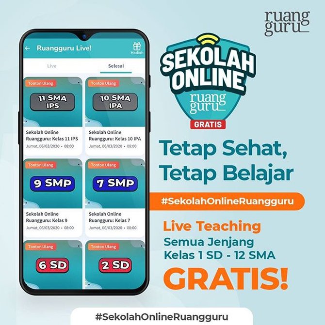 Waspada Corona, Ruangguru Buka Sekolah Online Ruangguru Gratis - Plus ...