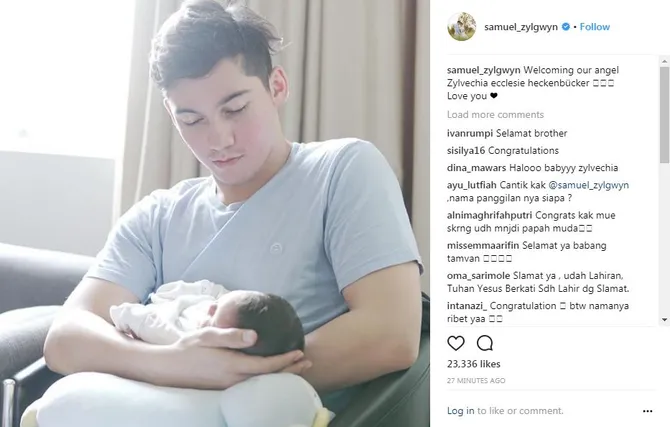 selamat! samuel zylgwyn dan franda dikaruniai anak pertama