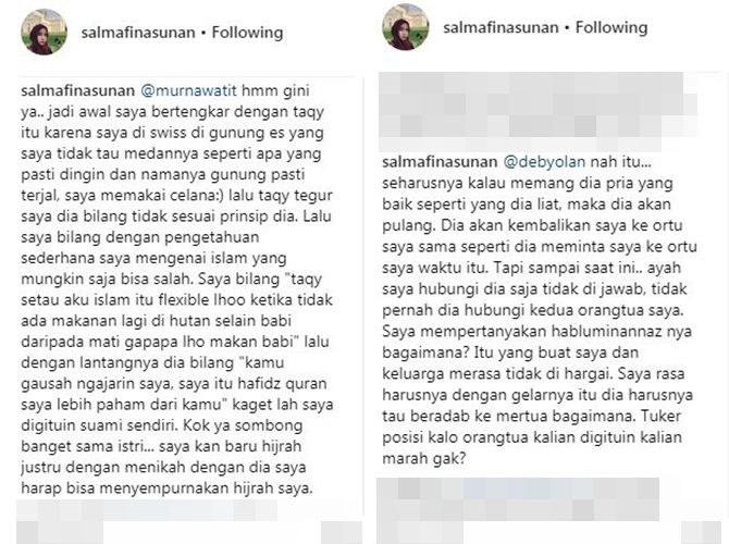 salmafina ungkap alasan taqy malik jatuhkan talak