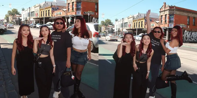 2 Potret Keanu Tampil Kompak Berambut Merah Bareng Awkarin, Lula Lahfah dan Risya Brabo di Melbourne