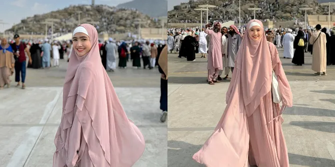 4 Potret Cantik Febby Rastanty saat Jalani Umrah, Penampilannya Feminin dan Elegannya Curi Perhatian
