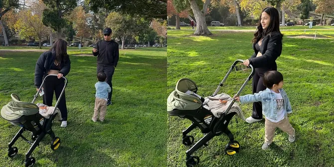 Gaya Nikita Willy Usai Lahiran Anak Kedua, Tampil Menawan Sambil Ajak Jalan-Jalan Baby Nael