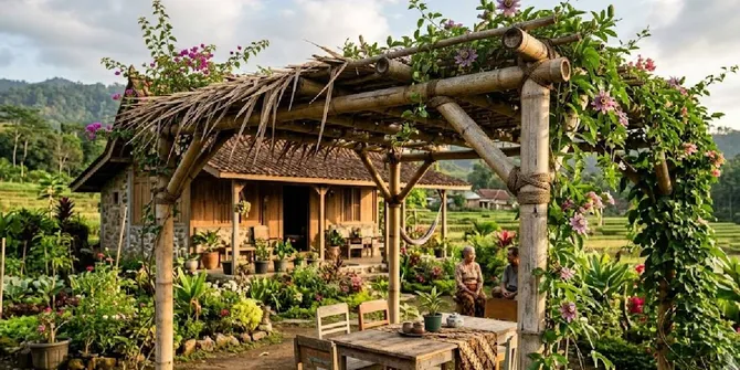 7 Inspirasi Pergola Bambu untuk Rumah Pedesaan, Halaman Terasa Lebih Teduh dan Alami
