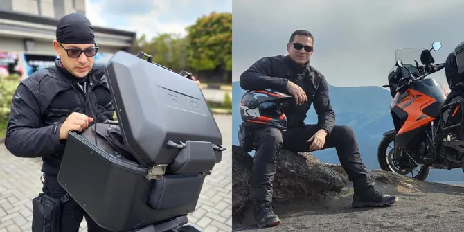 7 Potret Ari Wibowo Lagi Motoran, Makin Gagah - Tetap Kelihatan Ganteng Meski Wajah Tertutup Helm