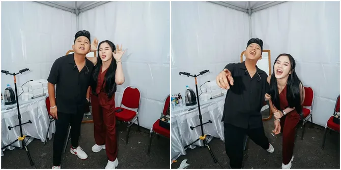 7 Potret Bella Bonita Temani Denny Caknan di Backstage, Bukti Kesetiaan yang Romantis