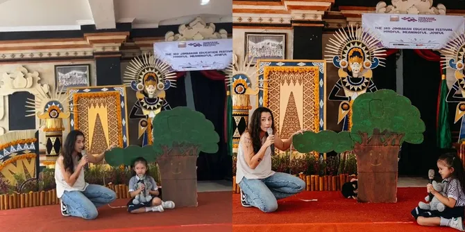 7 Potret Dahlia Poland dan Anak Ikut Lomba Mendongeng di Sekolah, Raih Juara Pertama