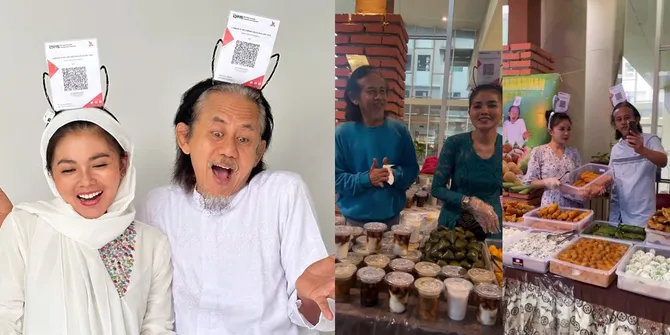 7 Potret Epy Kusnandar Jualan Takjil Puasa, Unik Barcode QRIS Dipasang di Kepala