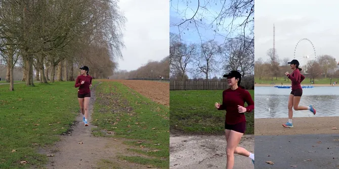 8 Potret Gisella Anastasia Jogging Saat Liburan di London, Pakai Celana Pendek Padahal Musim Dingin - Netizen Heran: Nggak Kedinginan?