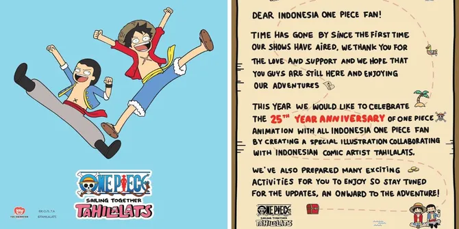 Bikin Nggak Sabar! Kolaborasi 'ONE PIECE' dan Tahilalats Hadir dengan 'ONE PIECE SAILING TOGETHER TAHILALATS!'