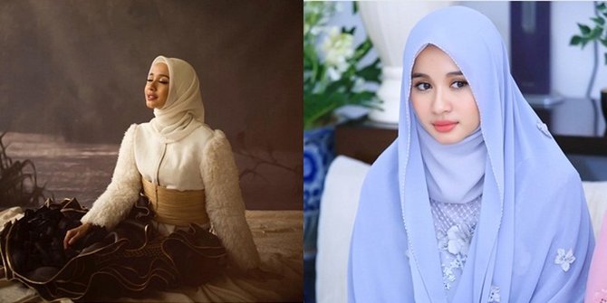 FOTO: Kaftan & Hijab Biru, Laudya Cynthia Bella Tampil 