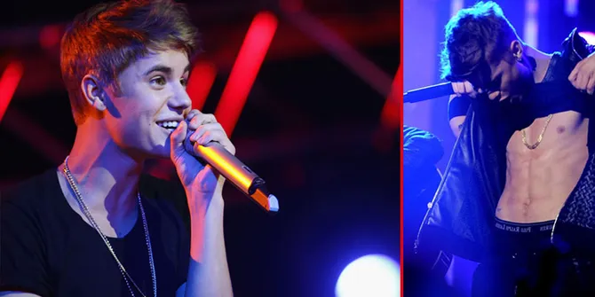 [Foto] Konser Tahun Baru, Justin Bieber Pamer Perut