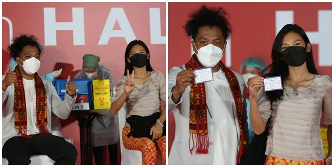 Jalani Vaksinasi Bareng, Indah Permatasari Tertawa Lihat Arie Kriting Takut Jarum Suntik