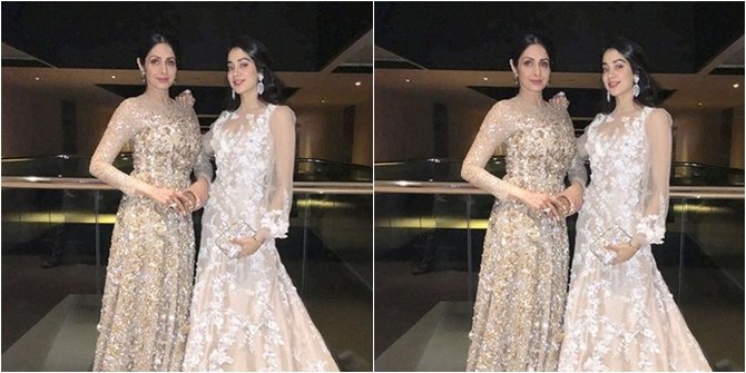 Kompak Pakai Gaun Putih Berkilau, Sridevi & Jhanvi Sama Stunning