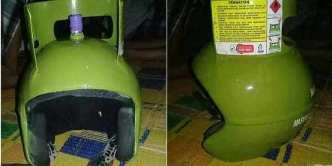 Kreatif & Kocak! Pria Ini Sukses Bikin Helm Dari Tabung Gas Elpiji Bekas