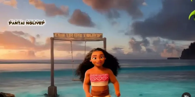 Kreatif! Scene Film Moana Dikonversi ke Nuansa Lokal di Pantai Malang Selatan oleh Seorang Konten Kreator