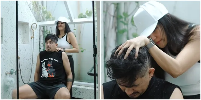 Momen Lucu Sharena Potong Rambut Ryan Delon, Netizen Heboh: 'Memang Barber BARBAR!'