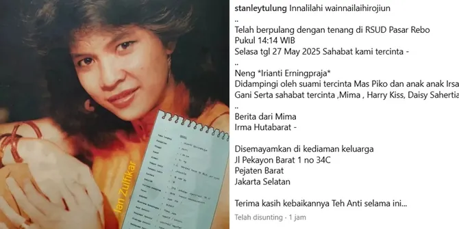 Penyanyi Senior Irianti Erningpraja Meninggal Dunia