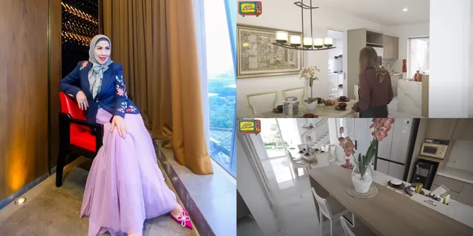 7 Potret Dapur Venna Melinda yang Bergaya Japandi, Dominan Warna Putih - Open Space dengan Meja Makan