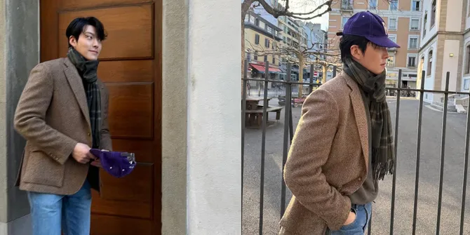Potret Kim Woo Bin Liburan di Swiss, Visual Tampannya Sempurna dengan Outfit Kece