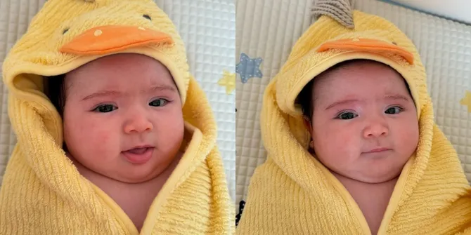 Potret Menggemaskan Hagia Anak Jedar, Berbalut Handuk Bebek dengan Ekspresinya yang Curi Perhatian