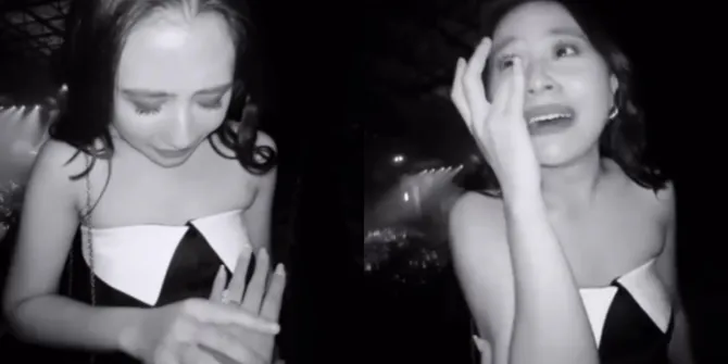 Reaksi Prilly Latuconsina saat Shenina Cinnamon Pamer Cincin Lamaran, Ikut Menangis Haru di Tengah Konser Sal Priadi