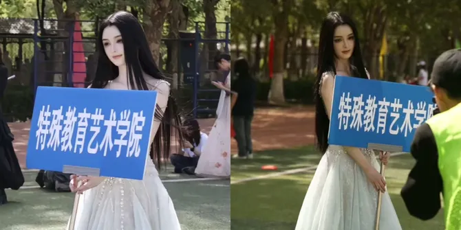 Saking Cantiknya, Mahasiswa Penyandang Tuna Rungu Asal China Ini Sering Disebut Editan AI - Wajah bak Unreal