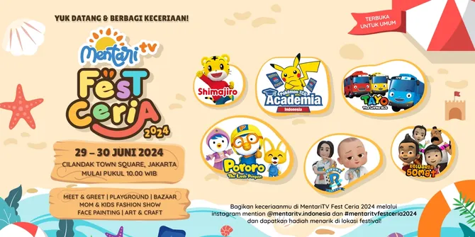 Semakin Seru! MentariTV Fest Ceria 2024 Bakal Hadirkan Cipung Abubu hingga Pokemon