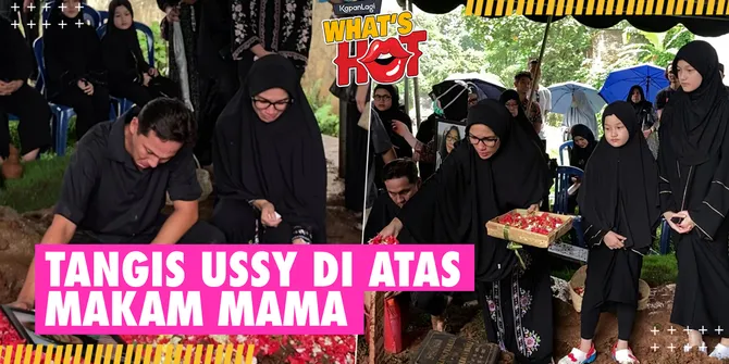 Tangis Ussy Sulistiawaty Di Atas Makam Almh. Mama-Dimakamkan Satu Liang Dengan Anak